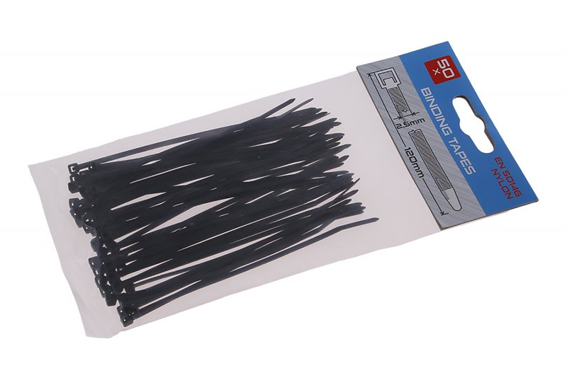 Pásky vázací 250 x 3,6 mm, 50 ks, černá (123952) 
